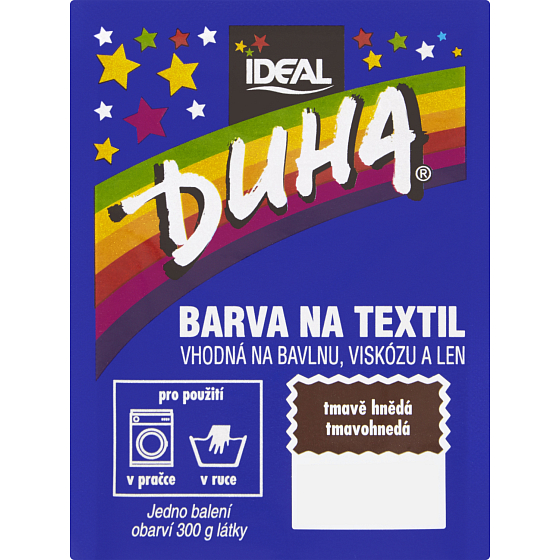 Ideal Duha tmavě hnědá, barva na textil na bavlnu, viskozu a len, na 300 g látky, 15 g