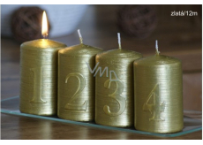 Lima Adventní sada s čísly svíčka zlatá válec 60 x 90 mm 4 kusy