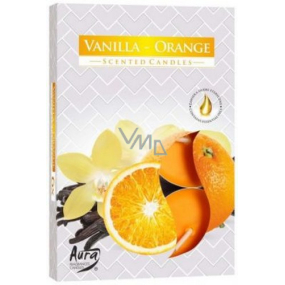 Bispol Aura Vanilla Orange - Vanilka a pomeranč vonné čajové svíčky 6 kusů