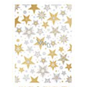 Ditipo Dárkový balicí papír 70 x 200 cm Luxusní bílý zlatostříbrné hvězdy