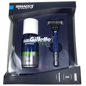 Gillette Mach3 Start holicí strojek pro muže + náhradní hlavice 1 kus + Sensitive pěna na holení 100 ml, kosmetická sada, pro muže