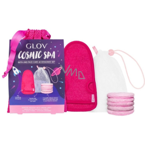 Glov Cosmic Spa znovupoužitelné odličovací tampony 5 kusů + rukavice na celulitidu + pytlík na praní tamponů + pytlík na uskladnění produktů, kosmetická sada