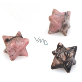 Rhodonit Merkaba hmatka z přírodního kamene 13 mm,1 kus, velký léčitel srdcí