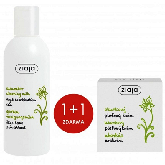 Ziaja Okurka čisticí pleťové mléko 200 ml + pleťový krém 50 ml, duopack