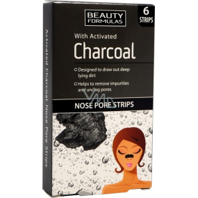 Beauty Formulas Charcoal Aktivní uhlí pásky na nos 6 kusů