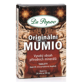 Dr. Popov Originální Mumio s vysokým obsahem přírodních minerálů, udržuje přirozenou imunitu, zdravé klouby, kosti, metabolismus 200 mg 30 tablet