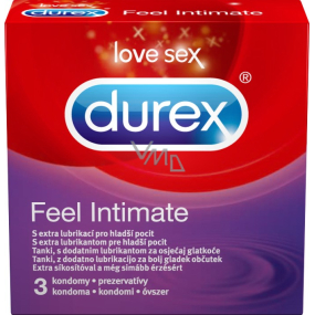 Durex Feel Intimate kondom tenký s extra lubrikací nominální šířka: 56 mm 3 kusy