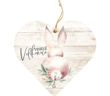 Bohemia Gifts Dřevěné dekorační srdce s potiskem Veselé Velikonoce 12 cm