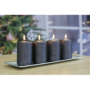 Lima Alfa adventní sada s čísly svíčka šedá válec 60 x 90 mm 4 kusy