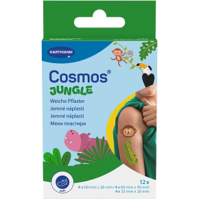 Cosmos dětská náplast Jungle ve tvaru zvířátek, 12 ks Cosmos dětská náplast Jungle ve tvaru zvířátek, 12 ks