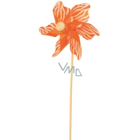 Větrník s bílým proužkem oranžový 9 cm + špejle 1 kus