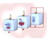Lima Me to You Medvídek se srdíčkem svíčka s obtiskem bílá krychle 45 x 45 mm 1 kus