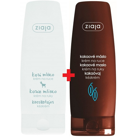 Ziaja Kozí mléko krém na ruce a nehty 80 ml + kakaové máslo krém na ruce 80 ml, duopack