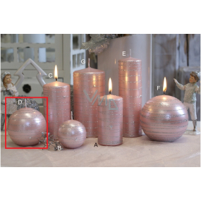 Lima Galaxy svíčka růžová koule 80 mm 1 kus