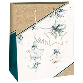 Ditipo Dárková papírová taška 32,4 x 10,2 x 44,5 cm zlaté hvězdy