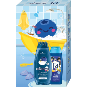 Schauma Kids Boy Blueberry 2v1 šampon a sprchový gel 400 ml + Fa Kids Pirate Fantasy šampon a sprchový gel 250 ml, kosmetická sada pro děti