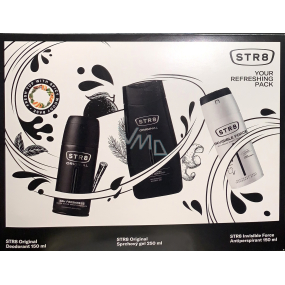 Str8 Original deodorant sprej 150 ml + sprchový gel 250 ml + Invisible Force antiperspirant deodorant sprej 150 ml, kosmetická sada pro muže
