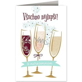 Nekupto Přání k narozeninám Sklenice s vínem 115 x 170 mm