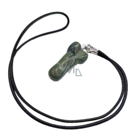 Jaspis zelený, stromový Penis amulet pro plodnost, přívěsek přírodní kámen ručně broušený 3 cm, kámen pozitivní energie