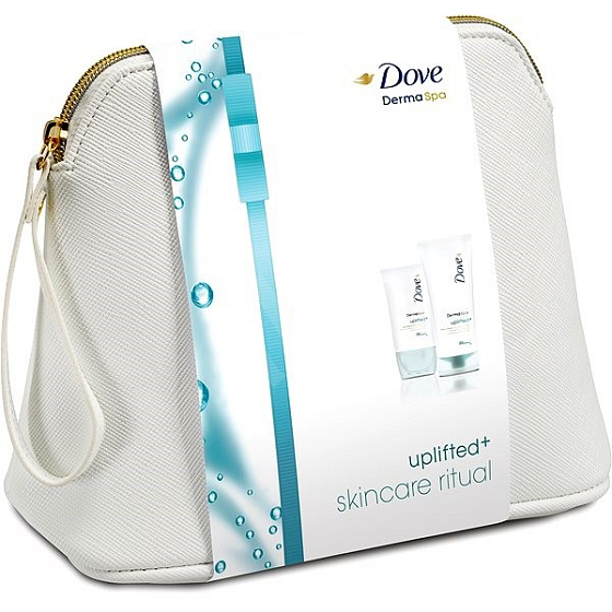 Dove Derma Spa Uplifted + gel na tělo s masážní hlavicí 100 ml + DermaSpa Uplifted tělové mléko 200 ml + kosmetická taška, kosmetická sada
