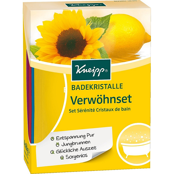 Kneipp Citron a slunečnice sůl do koupele 60 g + Červený mák a konopí 60 g + Meduňka 60 g + Granátové jablko a laskavec 60 g, kosmetická sada