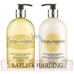 Baylis & Harding Mandarinka a Grapefruit tekuté mýdlo dávkovač 500 ml + mléko na ruce dávkovač 500 ml, kosmetická sada