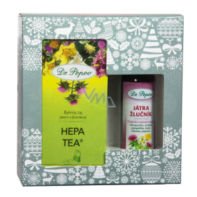 Dr. Popov Dobré trávení Játra – žlučník originální bylinné kapky 50 ml + Hepa tea bylinný čaj s obsahem hořčin 30 g - 20 nálevových sáčků, vánoční dárková sada