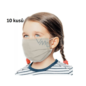 Rouška 3 vrstvá ochranná zdravotní netkaná jednorázová, nízký dýchací odpor pro děti 10 kusů béžová bez potisku