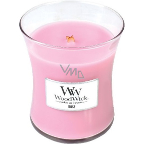 WoodWick Rose - Růže vonná svíčka s dřevěným knotem a víčkem sklo střední 275 g
