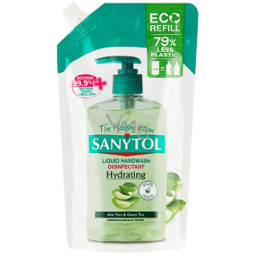 Sanytol Zelený čaj & Aloe Vera dezinfekční hydratující mýdlo na ruce 500 ml náhradní náplň