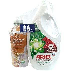 Ariel Extra Clean Power univerzální prací gel 34 dávek + Lenor Vanilla Orchid & Golden Amber aviváž 28 dávek, duopack