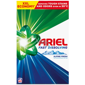 Ariel Alpine Fresh Box prací prášek pro čisté a voňavé prádlo bez skvrn 63 dávek 3,465 kg