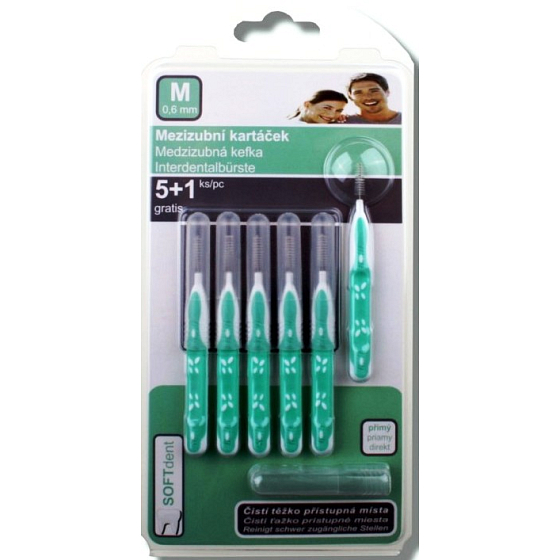 Soft Dent mezizubní kartáček přímý M 0,6 mm 6 kusů