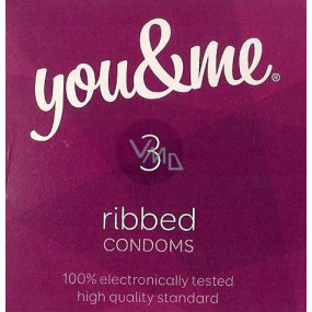 You & Me Ribbed vroubkovaný lubrikovaný kondom 3 kusy