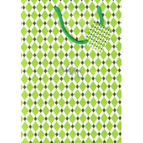 Nekupto Dárková papírová taška 32,5 x 26 x 13 cm Zelená, kosočtverce 1661 50 KFL