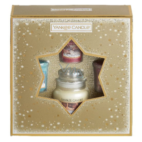 Yankee Candle Winter Wonder - Zimní zázrak vonná svíčka Classic malá sklo 104 g + Perník s polevou, Zledovatělý modrý smrk, Zářivá hvězda, vonná svíčka votivní 3 x 49 g vánoční dárková sada