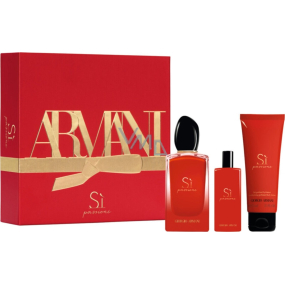 Giorgio Armani Sí Passione Intense parfémovaná voda pro ženy 100 ml + tělové mléko 75 ml + parfémovaná voda 15 ml, dárková sada