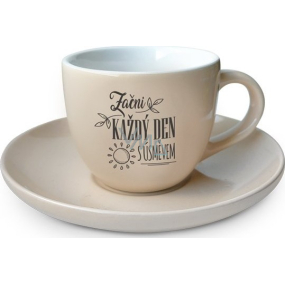 Nekupto Kafetearie espresso hrneček s podšálkem Začni každý den s úsměvem 100 ml