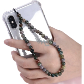 Achát Indický přívěsek na mobilní telefon proti ztrátě, přírodní kámen korálek 6 mm / 26,5 cm, symbolizuje element země