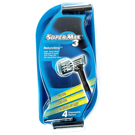 Super-Max 3 Nature Strip jednorázový 3břitý holicí strojek 4 kusy pro muže