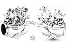 Charm Sterlingové stříbro 925 Disney dobrodružství s Mickey Mousem a Minnie. korálek na náramek cestování