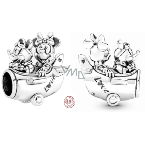 Charm Sterlingové stříbro 925 Disney dobrodružství s Mickey Mousem a Minnie. korálek na náramek cestování