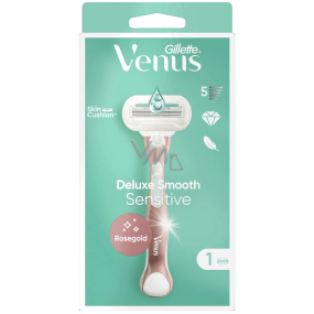 Gillette Venus Deluxe Smooth Sensitive Rosegold holicí strojek s 5 břity + náhradní hlavice 1 kus pro ženy