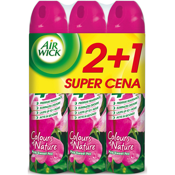 Air Wick Růžové květy středomoří 4v1 osvěžovač vzduchu sprej 3 x 240 ml