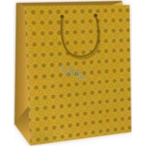 Ditipo Dárková papírová taška 26,4 x 13,6 x 32,7 cm zlatá - kolečka
