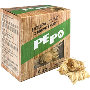 PE-PO podpalovač z dřevité vlny 32 podpalů PE-PO podpalovač z dřevité vlny 32 podpalů