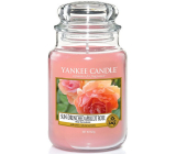Yankee Candle Sun Drenched Apricot Rose - Vyšisovaná meruňková růže vonná svíčka Classic velká sklo 623 g