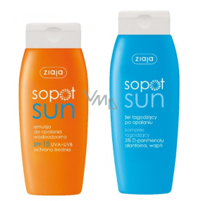 Ziaja Sun SPF 15 mléko na opalování 150 ml + zklidňující gel po opalování 200 ml, duopack