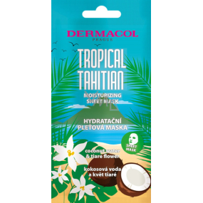 Dermacol Tropical Tahitian hydratační textilní maska s kokosovou vodou a extraktem z květu tiaré 15 ml