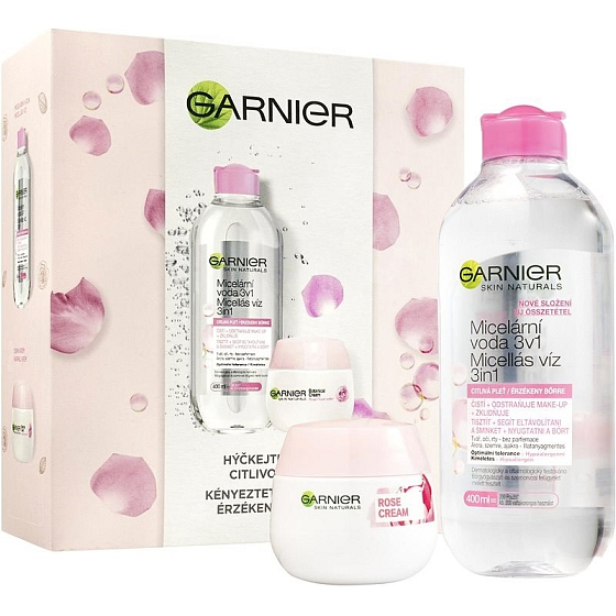 Garnier Rose Box micelární voda pro citlivou pleť 400 ml + hydratační denní krém 50 ml, kosmetická sada